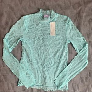 Urban outfitters sheer mesh turquoise turtleneck